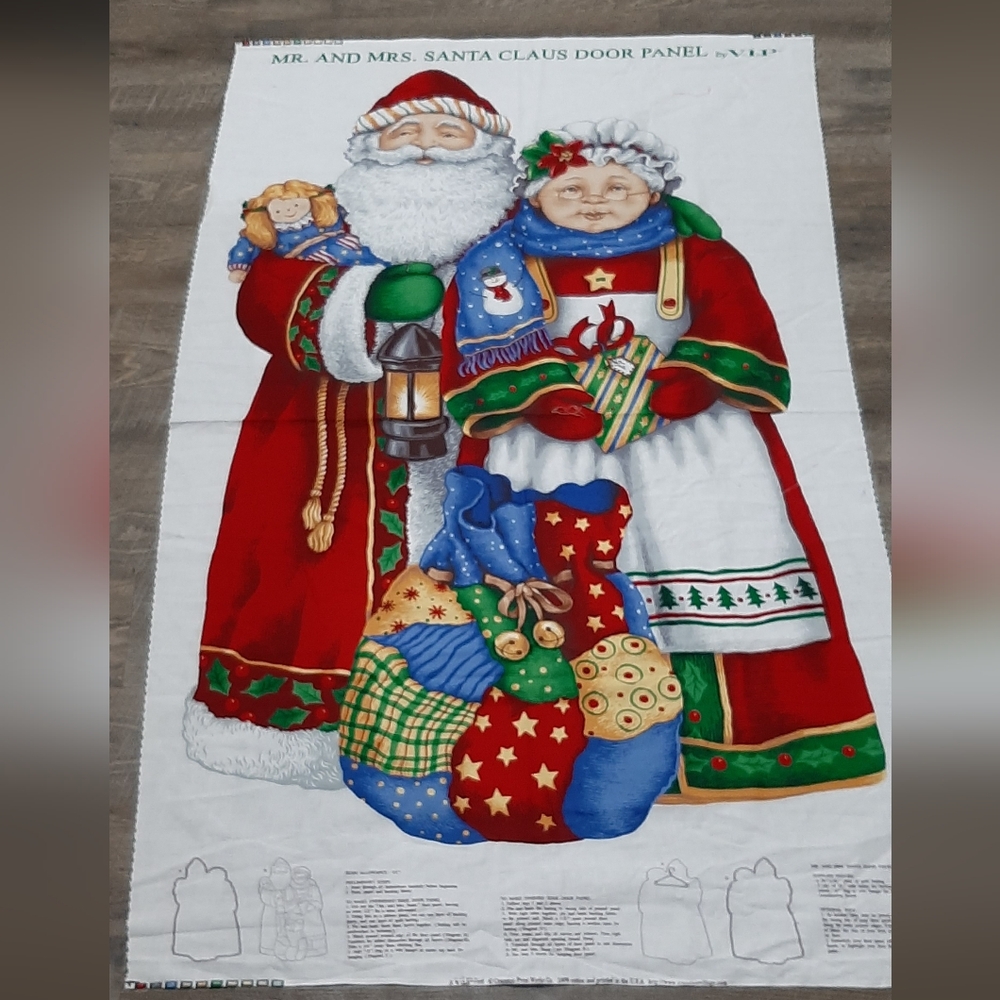 Mr & Mrs Santa Claus Door Panel Cut & Sew Fabric VIP Cranston Print Works